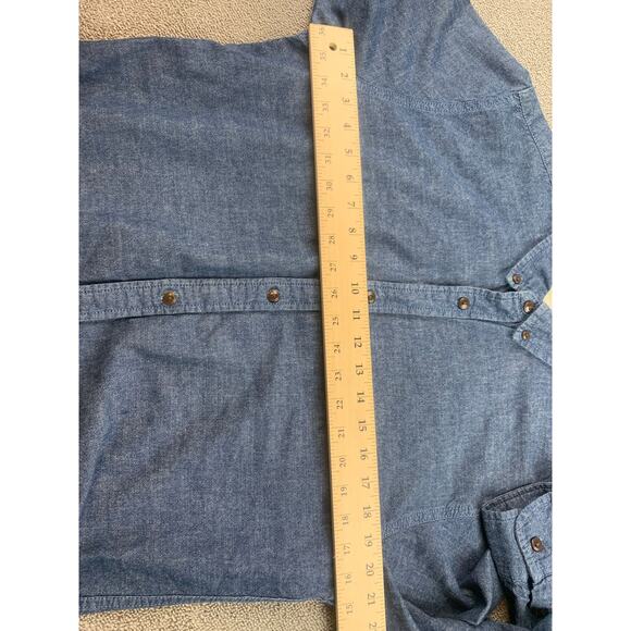 90s Vintage Levi’s Work Shirt Men's Large Blue Chambray Button-up - Picture 5 of 13